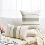 Fancy Homi Set of 1 Sage Green Boho Lumbar Decorative Throw Pillow Covers 12x20 Inch for Living Room Bedroom Couch Bed Chair, Rustic Retro Cushion Case, Bohemian Room Home Decor