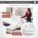 Pizuna Pure 100% Cotton Queen Duvet Cover with Shams, Luxurious 400 Thread Count Long Staple Cotton Sateen Weave with Hidden Button Closure (Combed White Cotton Duvet Covers Queen)