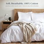 Ella Jayne Duvet Cover Full (3 Pieces), 100% Cotton Percale, Full/Queen, Soft Breathable & Lightweight, Including Full Size Duvet Cover (1 Piece) 90 x 90 Inches with 2 Pillow Shams (White Design)