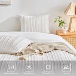 WARMDERN White Boho Duvet Cover Set King Size, Striped Textured Duvet Cover Tufted Bedding Set, 3 Pcs Ultra Soft Washed Microfiber Duvet Cover with Zipper Closure (King, White)