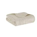Madison Park Luxe Quilted Throw Blanket - Damask Stitching Design, Cotton Filled Spread, Ultra Soft, Cozy Bedding for Living Room Couch, Sofa, Bed, 60x72", Scalloped Borders Cream