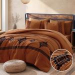 MAIREVE Burnt Orange Embroidery Comforters Set Queen Size - 7 Pieces, Farmhouse Western Bedding All Season, Bed in A Bag Queen Boho Comforter Set with Sheets, Pillowcases & Shams