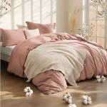 Bedsure 5 PCS Cotton Comforter Set with Waffle Throw Blanket - Soft Breathable Bedding Set for All Seasons, Pink Clay Comforter Full Size, Pillow Shams, White 100% Cotton Blanket, Throw Pillow