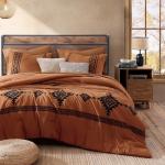 MAIREVE Burnt Orange Embroidery Comforters Set Queen Size - 7 Pieces, Farmhouse Western Bedding All Season, Bed in A Bag Queen Boho Comforter Set with Sheets, Pillowcases & Shams