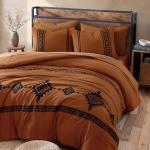 MAIREVE Burnt Orange Embroidery Comforters Set Queen Size - 7 Pieces, Farmhouse Western Bedding All Season, Bed in A Bag Queen Boho Comforter Set with Sheets, Pillowcases & Shams