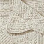 Madison Park Luxe Quilted Throw Blanket - Damask Stitching Design, Cotton Filled Spread, Ultra Soft, Cozy Bedding for Living Room Couch, Sofa, Bed, 60x72", Scalloped Borders Cream