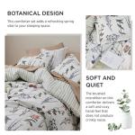 Bedsure Comforter Set King Size - Cute Floral Bedding Comforter Set, 3 Pieces, 1 Soft Reversible Coconut White Botanical Flowers Comforter and Pillow Shams