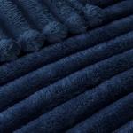 Exclusivo Mezcla Fleece Throw Blanket for Couch, Super Soft Striped Jacquard Bed Blanket, Lightweight Fuzzy Cozy for All Seasons, 50x60 Inches, Navy Blue