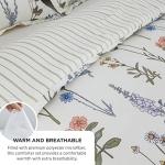 Bedsure Comforter Set King Size - Cute Floral Bedding Comforter Set, 3 Pieces, 1 Soft Reversible Coconut White Botanical Flowers Comforter and Pillow Shams