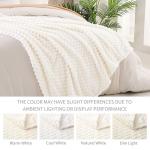 Exclusivo Mezcla Extra Large Soft Fleece Throw Blanket, 50x70 Inches Stylish Jacquard Throw Blanket for Couch, Fuzzy Cozy Lightweight for All Season, Ivory