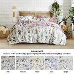 Bedsure Comforter Set King Size - Cute Floral Bedding Comforter Set, 3 Pieces, 1 Soft Reversible Coconut White Botanical Flowers Comforter and Pillow Shams