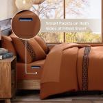 MAIREVE Burnt Orange Embroidery Comforters Set Queen Size - 7 Pieces, Farmhouse Western Bedding All Season, Bed in A Bag Queen Boho Comforter Set with Sheets, Pillowcases & Shams