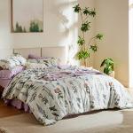 Bedsure Comforter Set King Size - Cute Floral Bedding Comforter Set, 3 Pieces, 1 Soft Reversible Coconut White Botanical Flowers Comforter and Pillow Shams