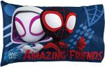 Jay Franco Kids Sheet Set with Fitted, Flat Sheets & Pillow Cover - Ultra-Soft Bedding with Pillowcase for Room Decor, White - Spidey & Friends, 3 Piece Toddler