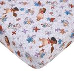 Disney Moana Free as The Ocean Aqua, Purple, Orange and White Tropical 4 Piece Toddler Bed Set - Comforter, Fitted Bottom Sheet, Flat Top Sheet, and Reversible Pillowcase