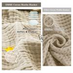 EMME Cotton Throw Blanket Large 50"x70" Gifts for Women 100% Muslin for Couch Breathable Gauze All Season Soft and Lightweight Pre-Washed (Light Tan)