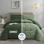 HIG 3pc Green Queen Comforter Set Duvet Insert, Reversible, All Season, Box Stitched, with Corner Tabs, Soft, Fluffy