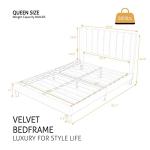 SHA CERLIN Queen Bed Frame/Velvet Upholstered Platform Bed Frame with Headboard/Strong Wood Slats Support/Mattress Foundation/No Box Spring Needed/Easy Assembly/White