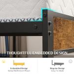 Liians Full Metal Bed Frame with USB Charging Station, Headboard Storage, LED Lights, Noise-Free Design, No Box Spring Needed