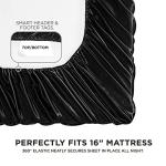 Juicy Couture Full Size Satin Bed Sheet Set, Deep Pocket Silky Full Sheet Set with 1 Fitted Sheet, 1 Flat Sheet and 2 Pillow Case, Wrinkle Resistant and Anti Pilling Bed Sheets - Black