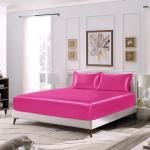 SiinvdaBZX 3-Piece Set Satin Twin XL Fitted Sheet & 2 Pillowcase, Hot Pink Silky Soft Fitted Bottom Sheet Twin Extra Long Bed Sheets, Wrinkle Free, Fade Resistant (Deep Up to 15")