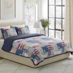 3-Piece Quilt Set – Nautical Americana Patchwork Print All-Season Soft Microfiber Bedspread with Shams - Bedding by LHC (King)