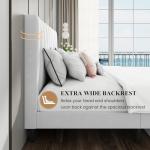 SHA CERLIN Queen Bed Frame/Velvet Upholstered Platform Bed Frame with Headboard/Strong Wood Slats Support/Mattress Foundation/No Box Spring Needed/Easy Assembly/White