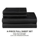 Juicy Couture Full Size Satin Bed Sheet Set, Deep Pocket Silky Full Sheet Set with 1 Fitted Sheet, 1 Flat Sheet and 2 Pillow Case, Wrinkle Resistant and Anti Pilling Bed Sheets - Black