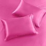 SiinvdaBZX 3-Piece Set Satin Twin XL Fitted Sheet & 2 Pillowcase, Hot Pink Silky Soft Fitted Bottom Sheet Twin Extra Long Bed Sheets, Wrinkle Free, Fade Resistant (Deep Up to 15")