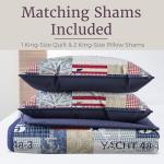 3-Piece Quilt Set – Nautical Americana Patchwork Print All-Season Soft Microfiber Bedspread with Shams - Bedding by LHC (King)