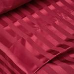 AiMay 6 Piece Satin Italian Style Bed Sheet Set Deep Pocket Stripes Super Soft 1800 Luxury Rich Silk 1 Flat Sheet 1 Fitted Sheet 4 Envelope Pillowcases Stain-Resistant Wrinkle Free (Queen,Burgundy)