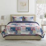 3-Piece Quilt Set – Nautical Americana Patchwork Print All-Season Soft Microfiber Bedspread with Shams - Bedding by LHC (King)