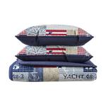 3-Piece Quilt Set – Nautical Americana Patchwork Print All-Season Soft Microfiber Bedspread with Shams - Bedding by LHC (King)