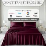 DECOLURE Satin Bed Sheets - 4 Piece Luxury Silky Full Size Bedding Set - Softer Than Silk, Wrinkle-Free with 15” Deep Pocket Fitted Sheet, Perfect for Hair & Skin, Gifts for Women (Rosewood-01)
