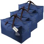 iwill CREATE PRO Pack of 3 100L Large Size Clothing Bedding Storage Bags with Carry Handles, Duffle Bag for Travel Big Carry Bag for RV Travel, House Moving Bags, Blue