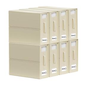 SheetCube Bed Sheet Organizers and Storage 8 Pack, Foldable Linen Closet Organizer with Window and Label, Bedding Folder Storage Box Container for Blanket, Duvet Cover Set, Bed Sheet Set - Beige