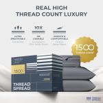 THREAD SPREAD 100% Egyptian Cotton Sheets Queen Size - 1500 Thread Count 4 PC Queen Sheet Set Egyptian Cotton, Sateen Luxury Sheets Queen Size, High Thread Count Sheets, 17" Deep Pocket - Dark Grey