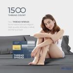 THREAD SPREAD 100% Egyptian Cotton Sheets Queen Size - 1500 Thread Count 4 PC Queen Sheet Set Egyptian Cotton, Sateen Luxury Sheets Queen Size, High Thread Count Sheets, 17" Deep Pocket - Dark Grey