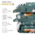 JSD Green Forest Animals Kids Comforter Set Twin Size, 2 Piece Woodland Printed Microfiber Bedding Set, Machine Washable