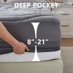 ELVEN HOME King Size Mattress Pad Waterproof, Cooling Mattress Topper Noiseless, Leak Proof Mattress Protector Deep Pocket Washable, Quilted Fitted Soft King Mattress Pad Cover (78x80 inch, Grey)