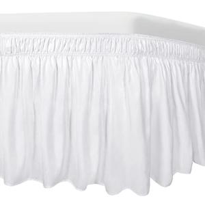 Easy-Going Bed Skirt for Twin or Full Size Bed, 14 Inch Tailored Drop, Fitted with Adjustable Elastic Belt, Convenient to Use Without Lift The Mattress (Twin/Full, White)