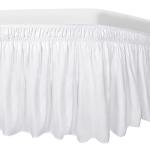 Easy-Going Bed Skirt for Twin or Full Size Bed, 14 Inch Tailored Drop, Fitted with Adjustable Elastic Belt, Convenient to Use Without Lift The Mattress (Twin/Full, White)