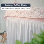 Cottington Lane Extended Ruffled College Dorm Bed Skirt Twin XL 36 Inch Drop, Premium Quality 1800 Brushed Microfiber Extra Long Dust Ruffle, White