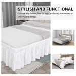 Easy-Going Bed Skirt for Twin or Full Size Bed, 14 Inch Tailored Drop, Fitted with Adjustable Elastic Belt, Convenient to Use Without Lift The Mattress (Twin/Full, White)
