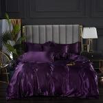 Satin Bedding Set Queen Deep Purple Silk Like Satin Duvet Cover Set Luxury Soft Comforter Cover Adults Bedroom Decor Chic Luxurious Silky Bedspread Cover Zipper (1 Duvet Cover + 2 Pillow Case)