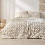 Bedsure Bed in a Bag Queen - 7 Pieces Plaid Seersucker Bedding Comforter Sets, Soft Lightweight Beige Boho Bed Set with Comforters Queen Size, Sheets, Pillowcases & Shams