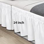 Easy-Going Bed Skirt for Twin or Full Size Bed, 14 Inch Tailored Drop, Fitted with Adjustable Elastic Belt, Convenient to Use Without Lift The Mattress (Twin/Full, White)
