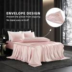 HommxJF 5Pcs Blush Pink Silk Sheets Full,Blush Pink Satin Sheets Set Full Size Silky Comforter Bedding Sheets with 1 Satin Flat Sheet,1Deep Pocket Fitted Sheet,3 Pillowcases with Envelope Closure