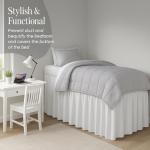 Cottingon Dorm Bed Skirt Twin XL 32" with Split Corners, 100% Microfiber Soft and Stylish, College Room Essential, Extra Long Dust Ruffle for Extended Beds, White