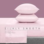 Cobedzy 4 Pcs Blush Pink Satin Sheets Queen Size Silky Satin Bedding Sheets Set with 1 Deep Pocket Fitted Sheet, 1 Flat Sheet, 2 Pillowcase
